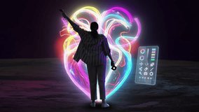 Young Digital Artist Drawing Colorful Abstract Lines and Illuminating 3D Figures with Controller Devices. Innovative Female Creating Conceptual Art Piece in a Virtual Reality Cyberspace - Powered by Shutterstock - Get 15% off with code: PIKWIZARD15