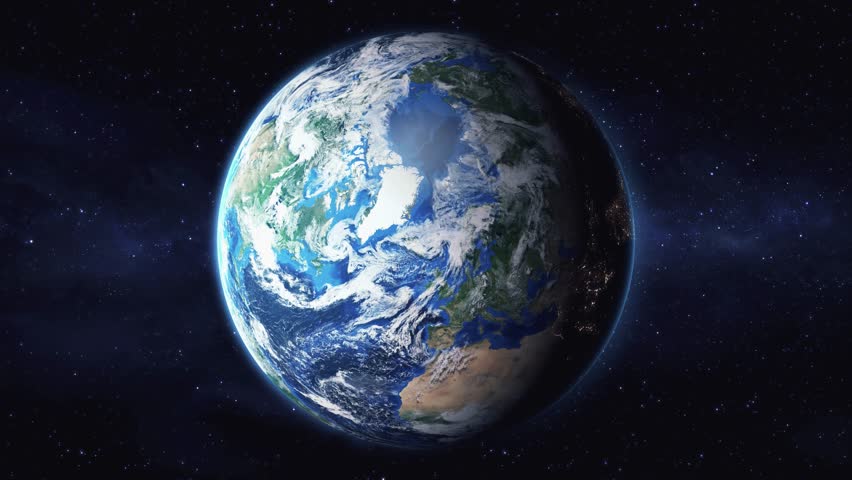 Earth zoom in from space to Tasiilaq, Greenland. Followed by zoom out through clouds and atmosphere into space. Satellite map top down panoramic view. Travel intro