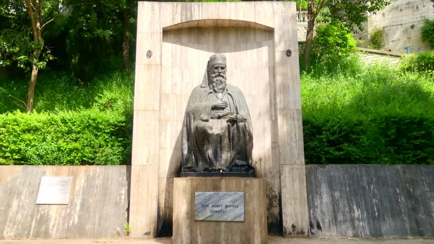 Bronze statue. Statue of religious figure. Dede Ahmet Myftar Ahmataj. Vlore, Albania.