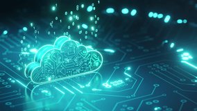 Cloud Computing concept background, on circuit board , glowing light sweep, data code on cloud. - Powered by Shutterstock - Get 15% off with code: PIKWIZARD15