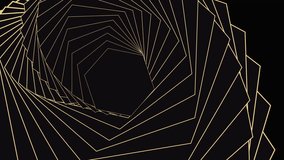 4k luxury black gold gradient background. Futuristic hexagon golden isometric  graphic motion animation. 3D seamless loop dark backdrop