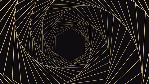 4k luxury black gold gradient background. Futuristic hexagon golden isometric  graphic motion animation. 3D seamless loop dark backdrop Video de stock