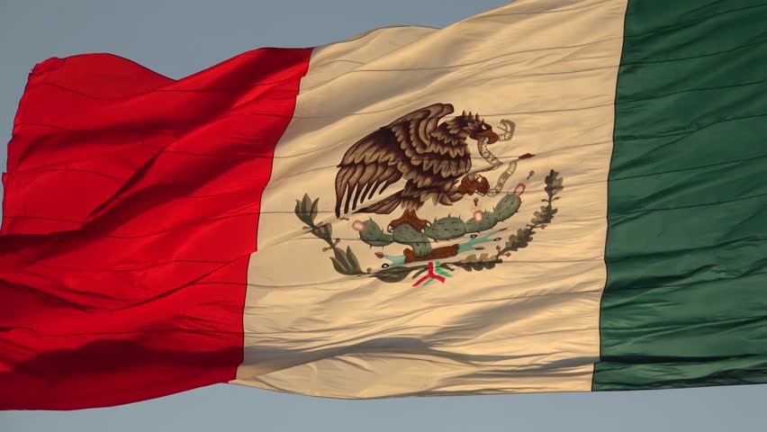 Waving National Flag of United Mexican States.