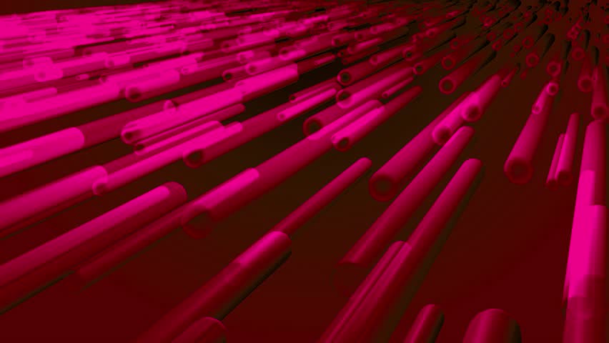 Red color futuristic tube moving on 3d space. Communication data concept animation.