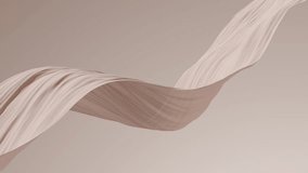 Abstract tenderness beige brown silk background luxury wave cloth satin pastel color fabric. Gold aqua liquid wave splash, wavy fluid texture. Fluttering material. 3D animation motion design wallpaper