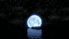 concept of blue full moon moonrise moonset on landscape dark night background. 3d blue full moon moonrise moonset on landscape dark night lune luna. blue full moon moonrise moonset lune luna - Powered by Shutterstock - Get 15% off with code: PIKWIZARD15