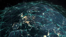 
Hyper Connected Animation of Spinning Earth with Network Connections and City Lights. From Europe to North America.
 - Powered by Shutterstock - Get 15% off with code: PIKWIZARD15