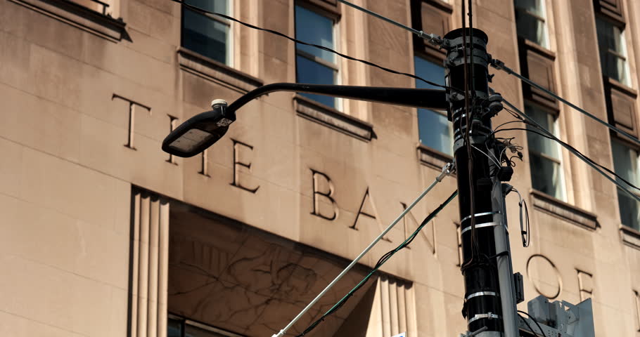 Bay Street direction sign in the financial centre of Toronto Canada