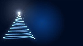 Christmas Tree Animation Card with Particles, Lights and Glowing Star on Blue Background.  - Powered by Shutterstock - Get 15% off with code: PIKWIZARD15