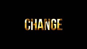 Loop animation of Change golden text glitch effect on black abstract background isolated transparent video animation text with alpha channel using Quick time prores 444 rendering
