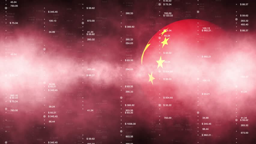 Artistic china flag with negative business info graphics. Royalty-Free Stock Footage #1108405081