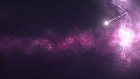 Meteor flying in space with beautiful purple pink Nebula galaxy
3d rendering meteor asteroid, Global threat concept, sci fi, 2023
 - Powered by Shutterstock - Get 15% off with code: PIKWIZARD15