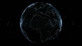 Hologram of a rotating planet Earth. 3d globe animation on black background with seamless loop - Powered by Shutterstock - Get 15% off with code: PIKWIZARD15
