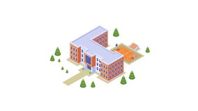 Animated icon of the school building and the courtyard area - Powered by Shutterstock - Get 15% off with code: PIKWIZARD15