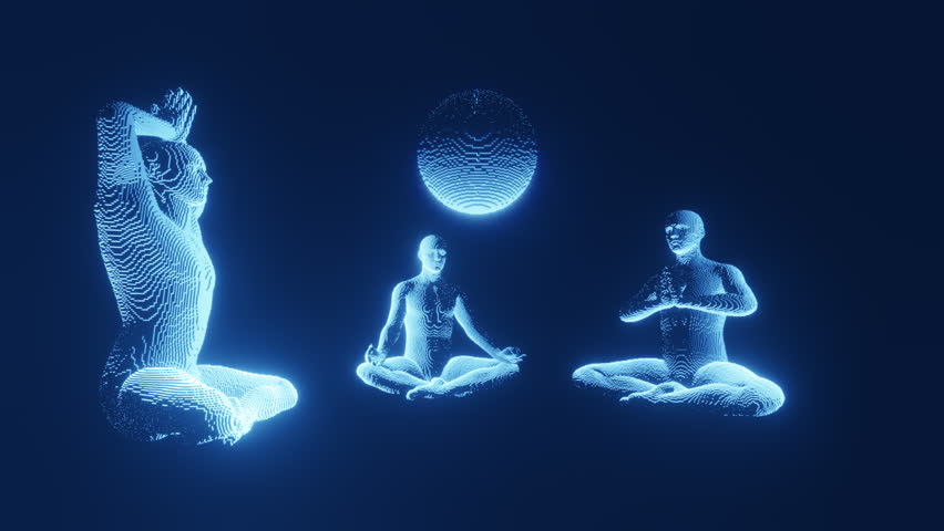 looped 3d animation astral projection of meditating mystics Royalty-Free Stock Footage #1108411531