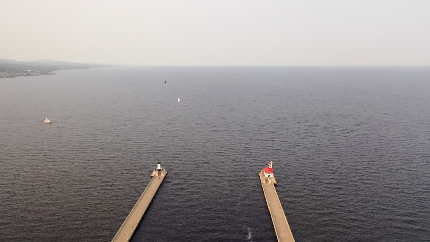 Duluth, Minnesota: Urban cityscape, houses, Midwest USA. Aerial view of vibrant neighborhoods near Lake Superior.