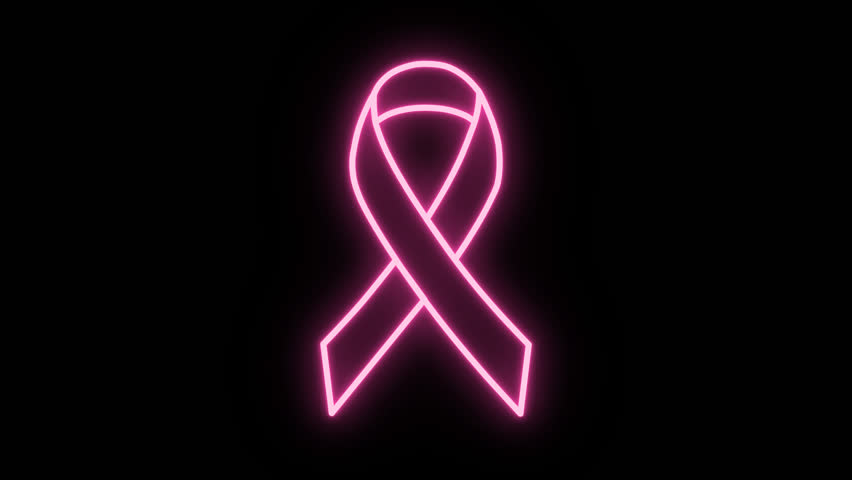 This is a motion graphic animation of breast cancer pink ribbon neon sign, on alpha transparent background. | Shutterstock HD Video #1108423637