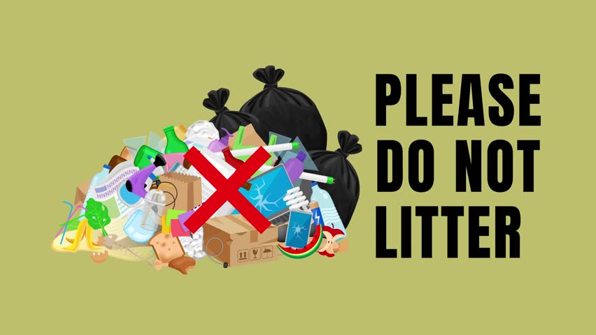 Throwing garbage on the ground and a sign: do not litter. Garbage is ...