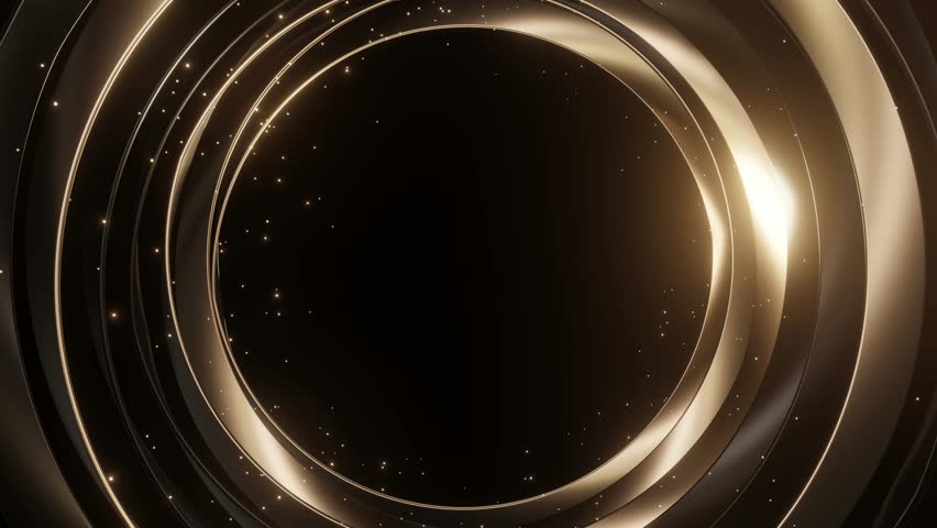 circle geometric luxury gold black with particles glowing background, 4k resolution, spin object. Royalty-Free Stock Footage #1108434245