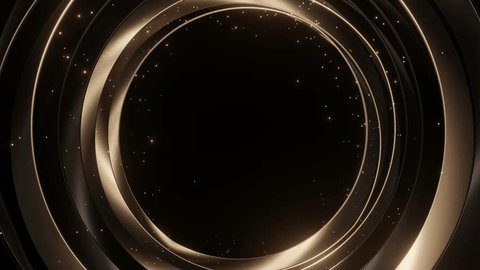 circle geometric luxury gold black with particles glowing background, 4k resolution, spin object. : vidéo de stock