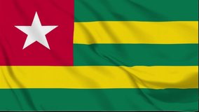 Togo Waving Flag, Togo Flag, Flag of Togo Waving Animation, Togo Flag 4K Footage