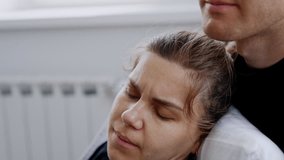 Husband support wife in ambulance hospital. Pregnant woman supporting for childbirth. - Powered by Shutterstock - Get 15% off with code: PIKWIZARD15