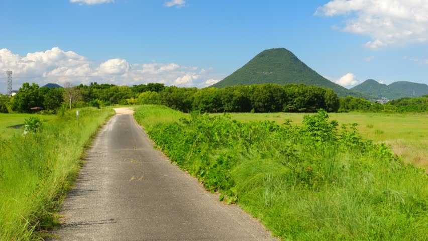 Dramatic view of a way to a mountain in the blue sky, Landscape or nature, Nobody
