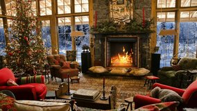 Winter Cozy Cabin in Snowfall with Crackling Fireplace Sound, Relaxing Wind Snow Falling Ambience - Powered by Shutterstock - Get 15% off with code: PIKWIZARD15