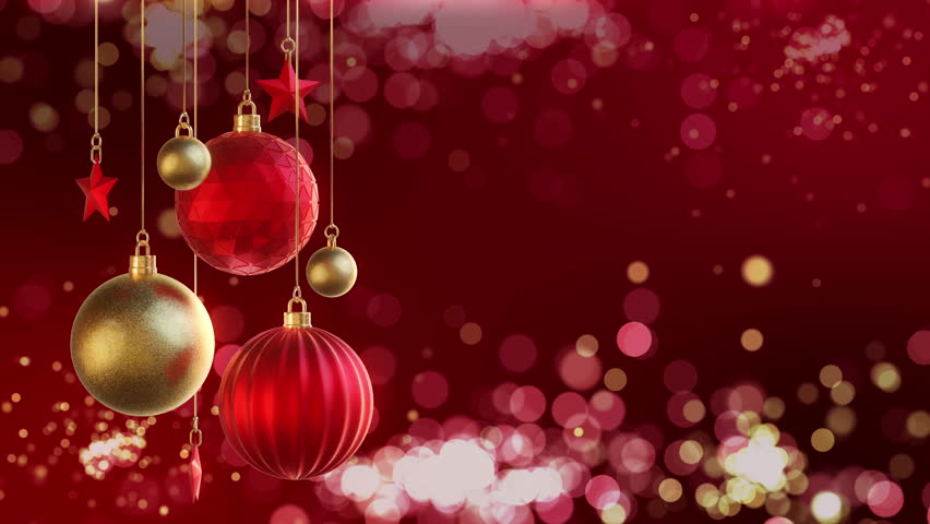 Red gold christmas ball with glow bokeh background Royalty-Free Stock Footage #1108438099