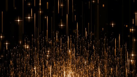 loop animation Abstract festive motion background shining gold bokeh. Shimmering sparkling glitters particles flare light. awards ceremony, nightclub, fashion show or other festive events.
 : vidéo de stock