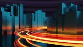 Cyberpunk city background with abstract highway in the city seamless loop. Neon metaverse futuristic concept. Future hi-tech city. Infinite time lapse. Vertical video - Powered by Shutterstock - Get 15% off with code: PIKWIZARD15