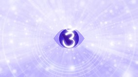 Third Eye Chakra on Ethereal Light Rays Background Meditation Breathwork Animation, Inhale Exhale Visualization, Video