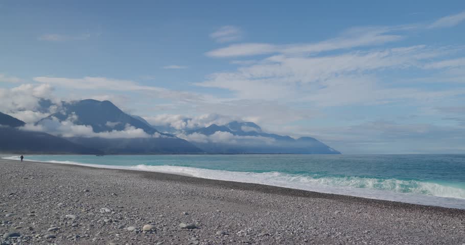 Beautiful sea beach and mountain in Hualien of Taiwan