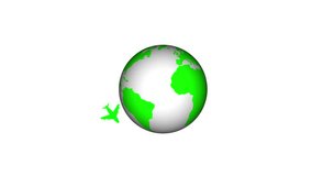 Planet Earth with plane around. Concept of airplane travel.