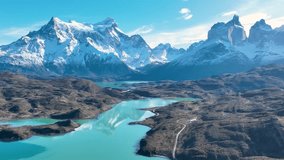 National Park Of Torres Del Paine In Punta Arenas Chile. Snowy Mountains. Torres del Paine. Glacial Scenery. Punta Arenas Chile. Winter Travel. National Park At Torres Del Paine In Punta Arenas Chile. - Powered by Shutterstock - Get 15% off with code: PIKWIZARD15