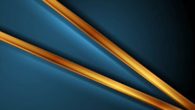 Dark blue abstract background with glossy golden stripes. Video animation Ultra HD 4K 3840x2160