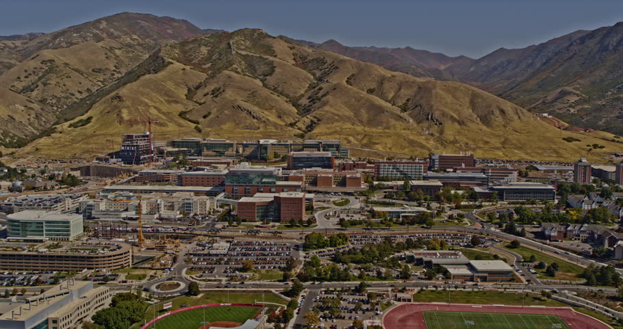 Salt Lake City Utah Aerial v60 drone flyover university campus area overlooking at hillside hospital and natural mountainscape views - Shot with Inspire 2, X7 camera - October 2021