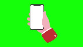 Animation of hand movement holding smartphone with incomplete task on green screen