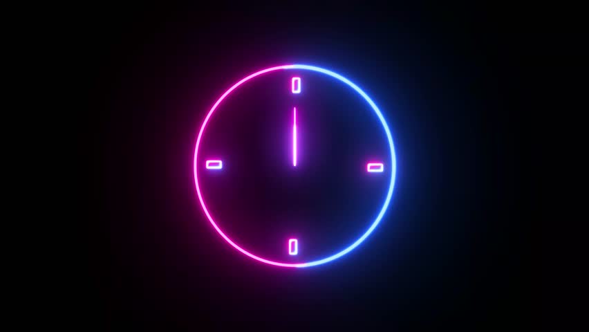 glowing neon light  Abstract beautiful clock icon .