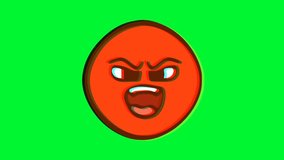 Angry face emoticon with glitch effect. Cartoon face animation, Emoji motion graphics
