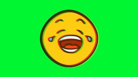 Crying emoticon with glitch effect. Cartoon face animation, Emoji motion graphics