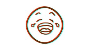 Crying emoticon with glitch effect. Cartoon face animation, Emoji motion graphics