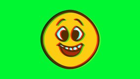 Happy emoticon with glitch effect. Cartoon face animation, Emoji motion graphics
