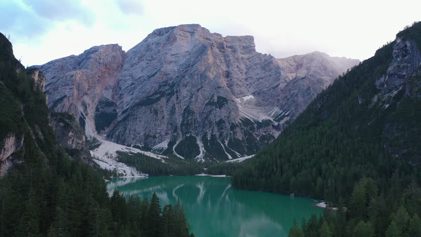 Landscape With Mountains And Lake in Lago Di Braies