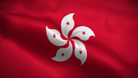 Hong Kong flag waving animation, perfect looping, 4K video background, official colors