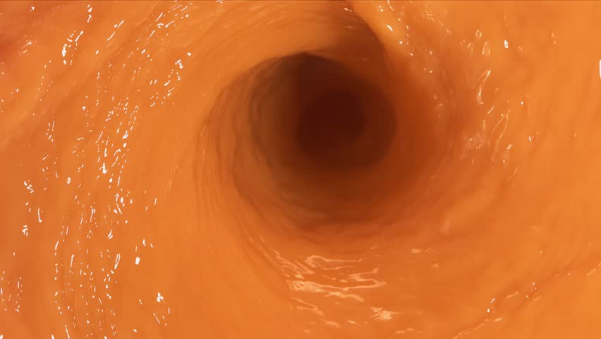 Super Slow Motion Shot of Fresh Peaches Falling into Juice Whirl