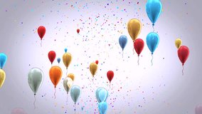 Happy birthday Text and Ballon With White Background Animated Video Background