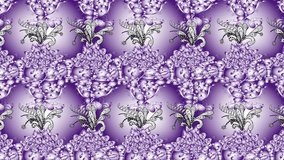 Motion footage background with colorful elements. Flowers. Vintage. Flag style. Video. Template. Gradient. Lilac. Doodles.