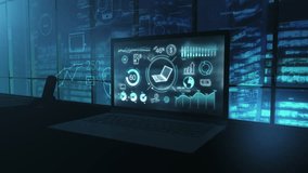 Infographics about foreign exchange transactions on a laptop screen. 3D render - Powered by Shutterstock - Get 15% off with code: PIKWIZARD15