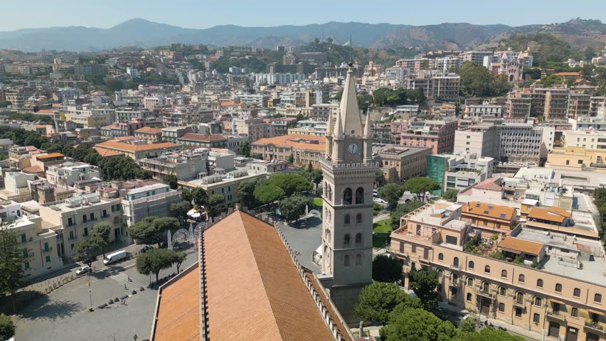Beautiful View of Messina, Italy Cityscape - Drone Shot